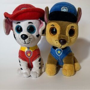 Ty Beanie Boos Paw Patrol 6” Chase the Police Dog & Marshall Fire Dog Stuffies